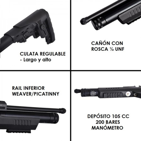 Pistola PCP KRAL Puncher NP-01 cal. 6,35 mm - 20 Julios