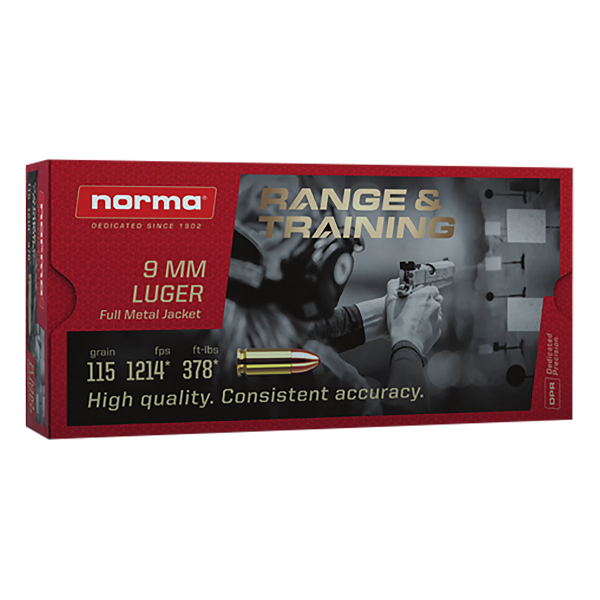 NORMA RANGE & TRAINING – 9MM  FMJ 124 GR