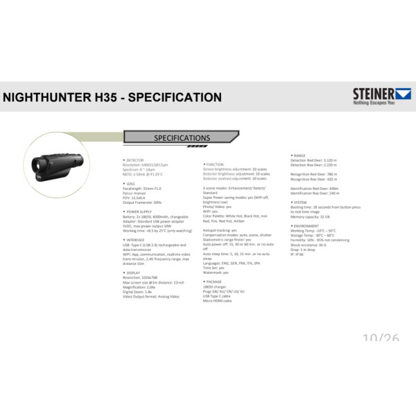 STEINER NIGHTHUNTER H35 - MONOCULAR...