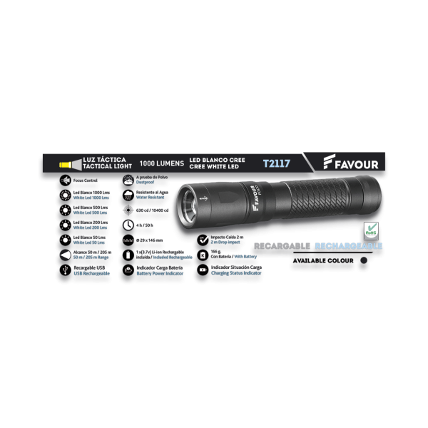 Linterna FAVOUR. 1000LM